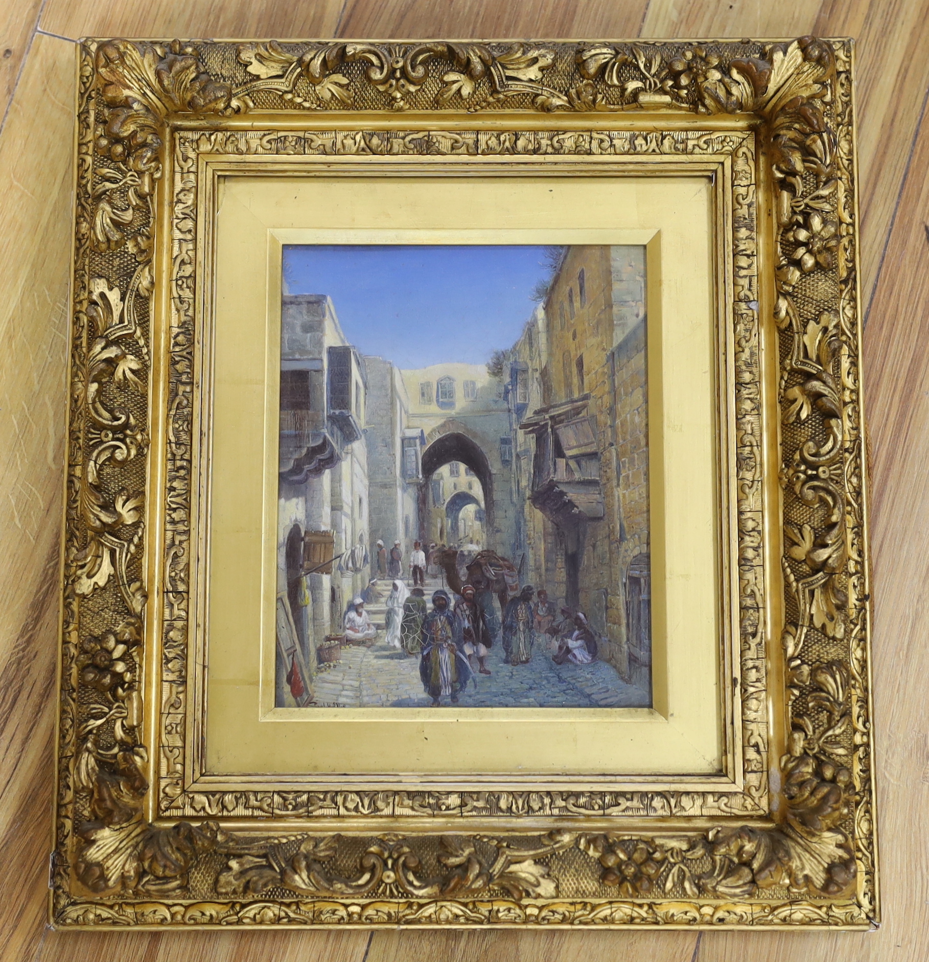 Paul H. Ellis (1882-1908), oil on canvas, Middle Eastern street scene with figures, signed, 24 x 19cm